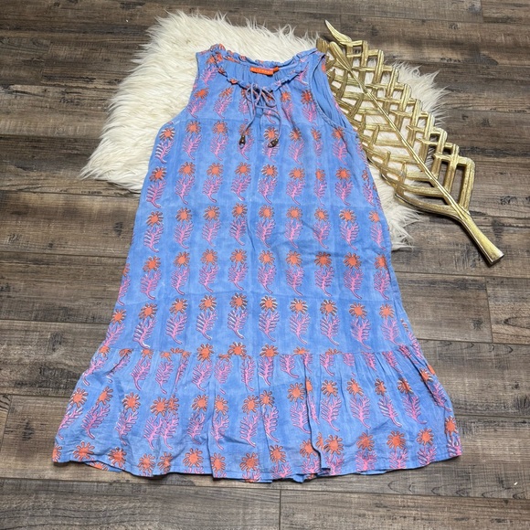 Oliphant Dresses & Skirts - Oliphant Floral Blue and Orange Sleeveless Dress